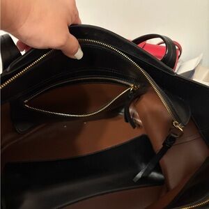 Chloe leather large zipper tote bag with C golden logo
